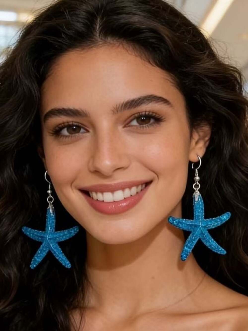 Blue Starfish Drop Earrings - Beach-Inspired Women’s Jewelry
